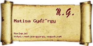 Matisa György névjegykártya